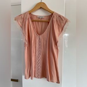 Pink linen short sleeve blouse from Heartloom